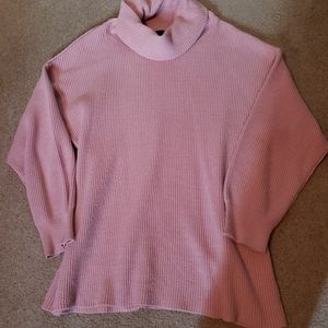 Rose colored cable knit sweater